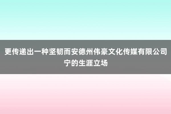 更传递出一种坚韧而安德州伟豪文化传媒有限公司宁的生涯立场